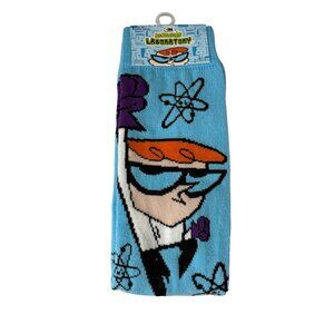 Men’s Blue Cartoon Scientist Crew Socks 9-13 | Funny Retro Graphic Style